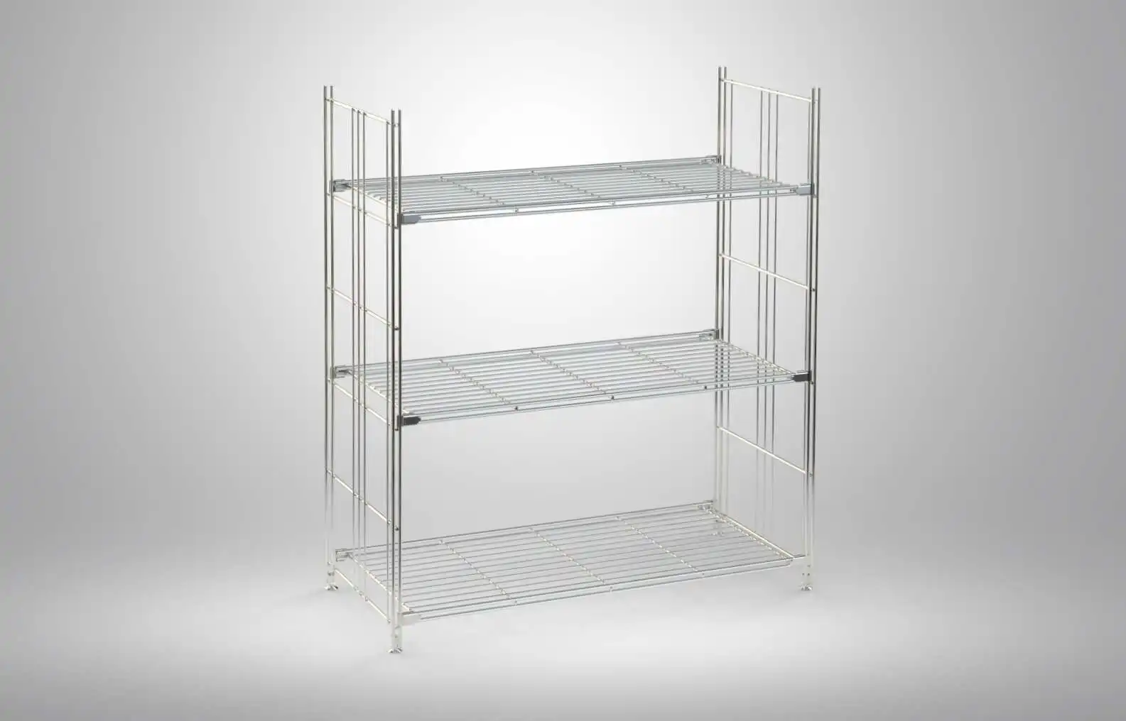 BIII Regal in chrom mit 3 Gitterböden 98 x 85 x 38 cm Farbe: Chrom