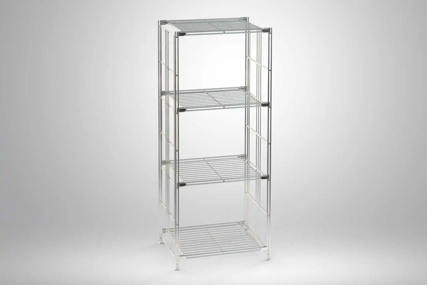 klassisches Metall-Regal mit 4 Gitterböden