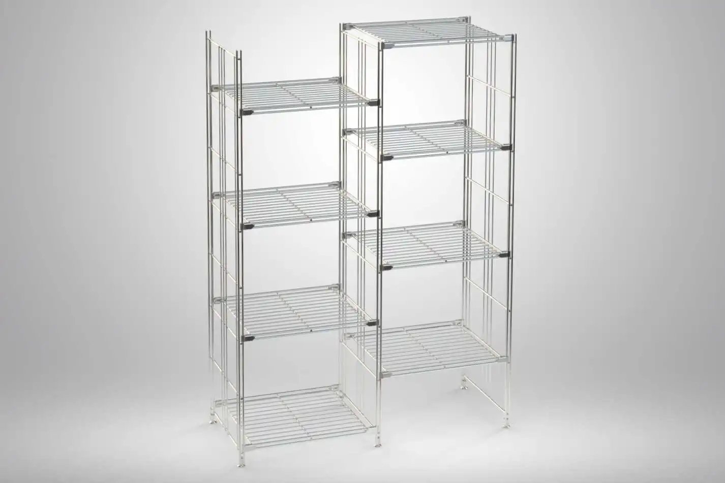 BIII Metall Regal mit 8 Gitterböden 135x94x38 cm Chrom