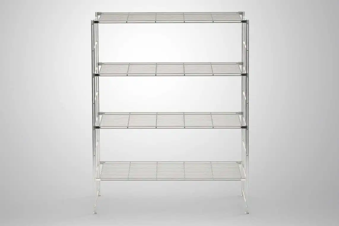 BIII Metall Regal mit 4 Gitterböden 135x104x38 cm Chrom