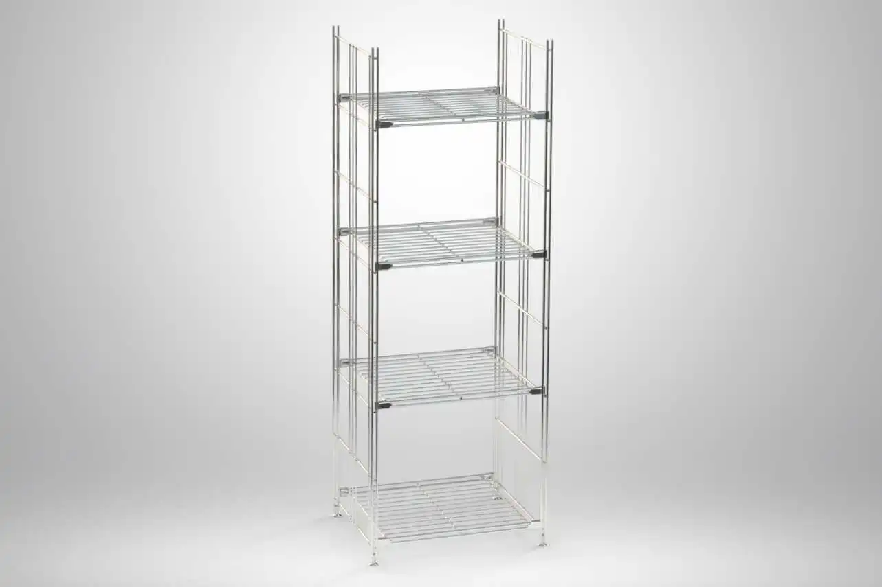 BIII Metall Regal mit 4 Gitterböden 135x48x38 cm Chrom