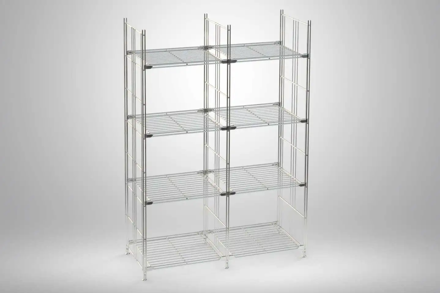 BIII Metall Regal mit 8 Gitterböden 135x94x38 cm Chrom