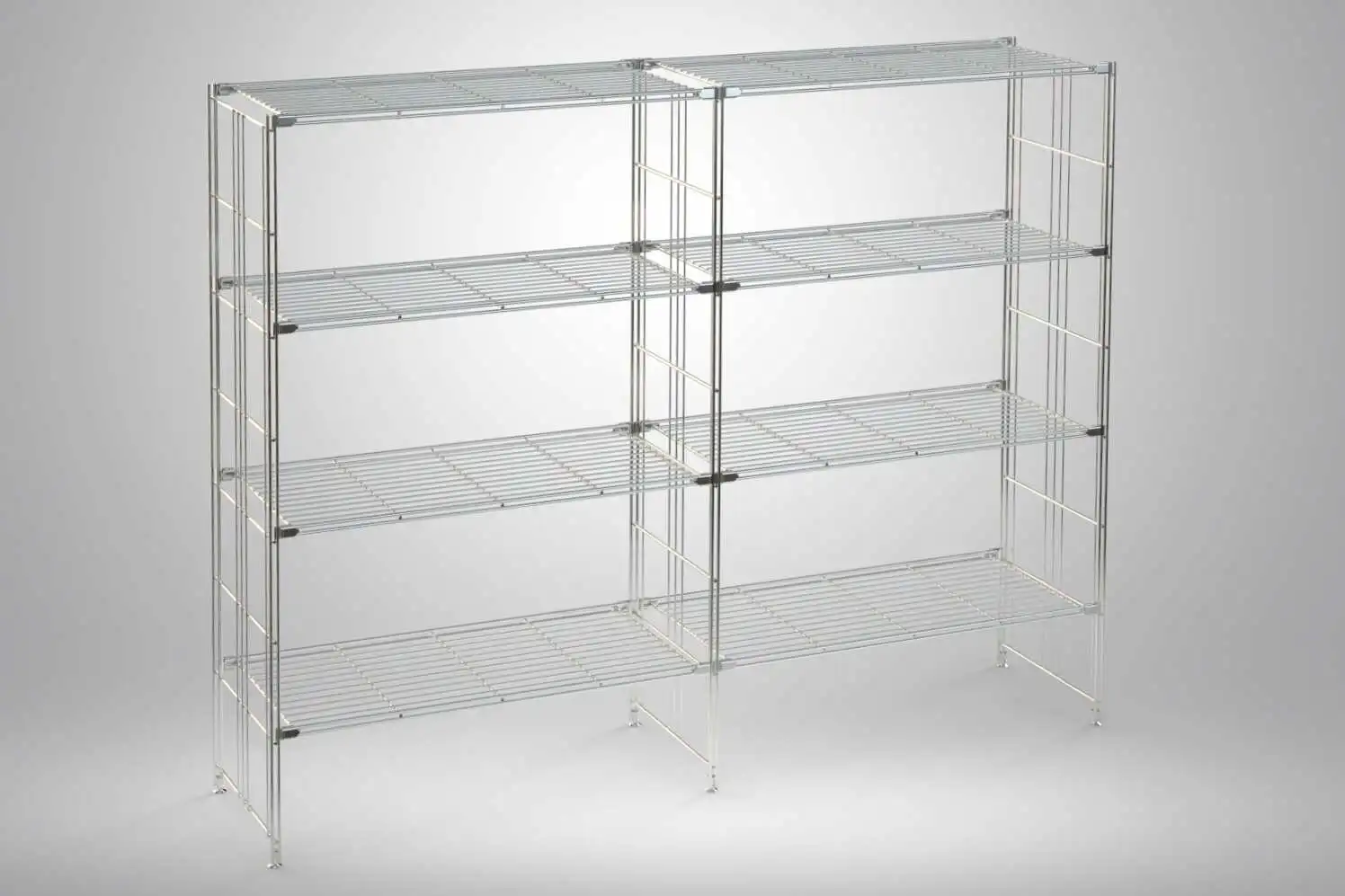 BIII Metall Regal mit 8 Gitterböden 135x172x38 cm Chrom