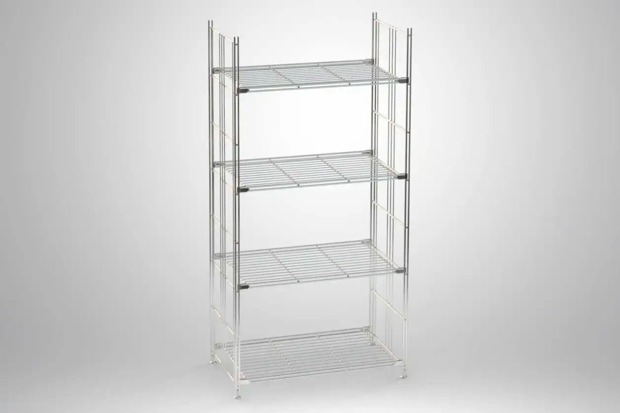 BIII Metall Regal mit 4 Gitterböden 135x67x38 cm Chrom