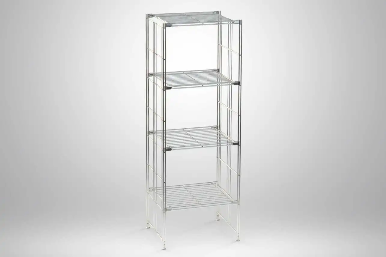 BIII Metall Regal mit 4 Gitterböden 135x48x38 cm Chrom