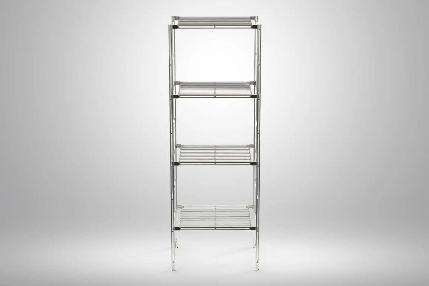 BIII Metall Regal mit 4 Gitterböden 135x48x38 cm Chrom