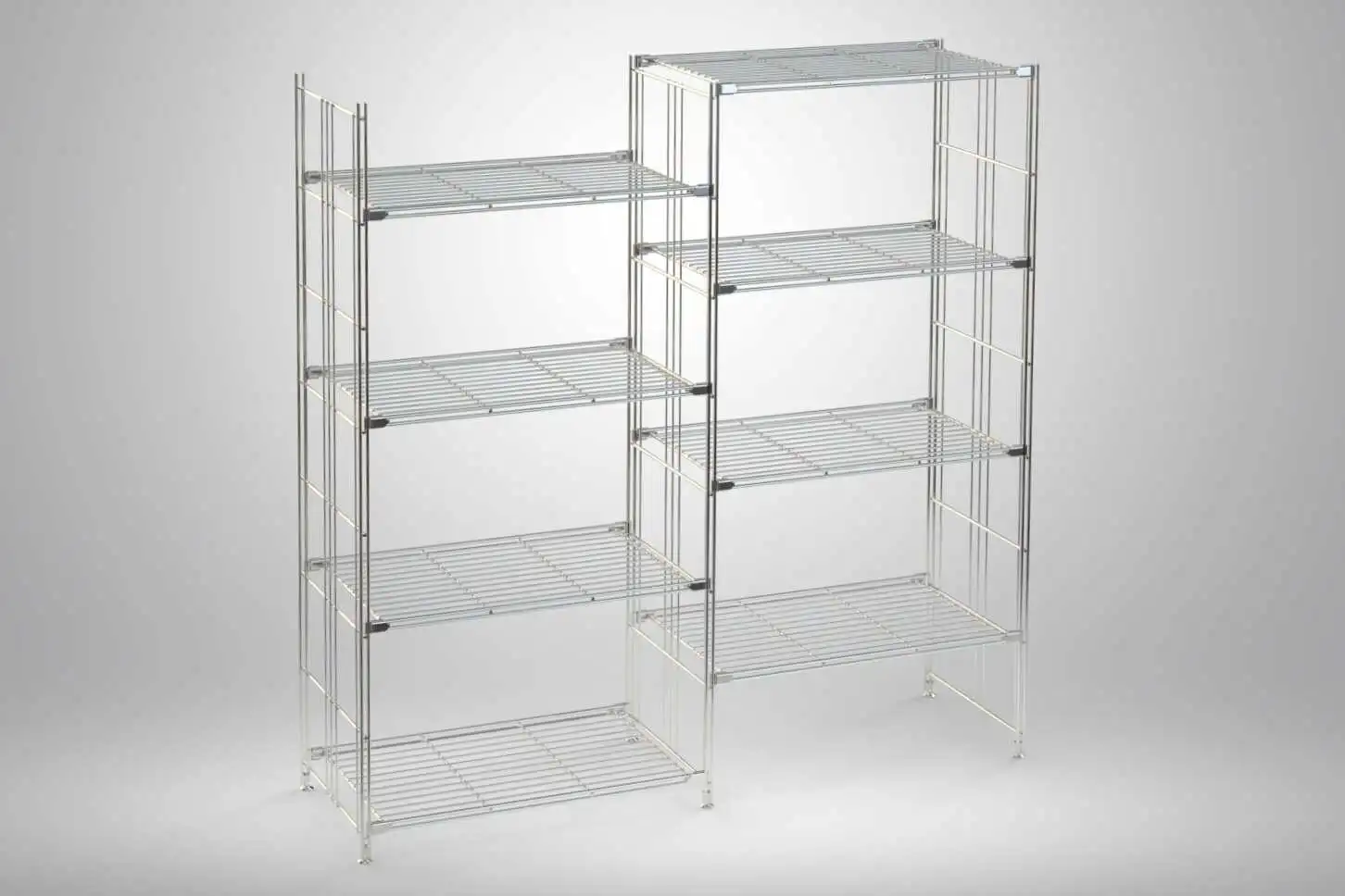 BIII Metall Regal mit 8 Gitterböden 135x132x38 cm Chrom