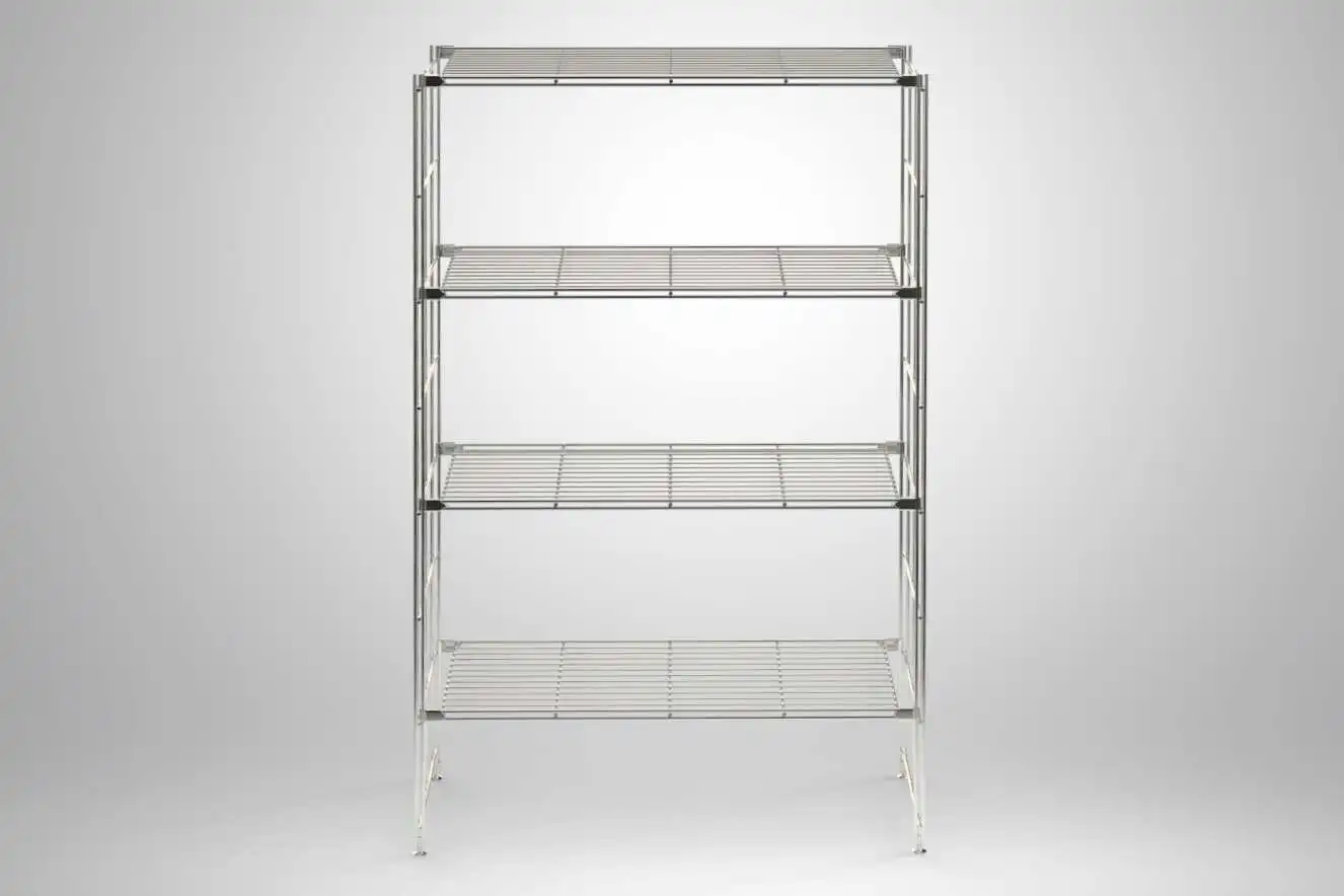 BIII Metall Regal mit 4 Gitterböden 135x87x38 cm Chrom