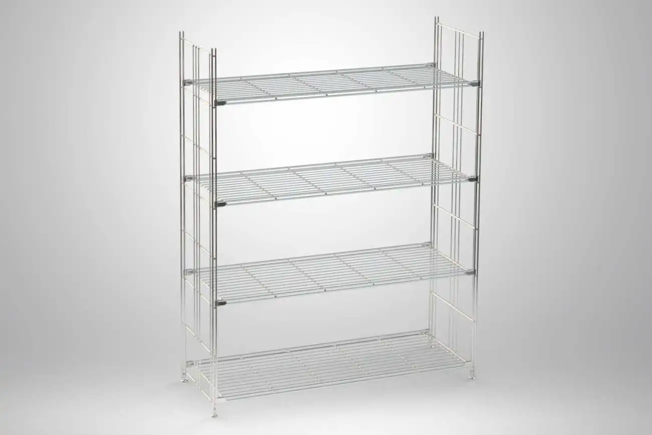 BIII Metall Regal mit 4 Gitterböden 135x104x38 cm Chrom