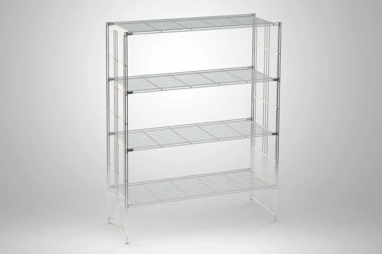 BIII Metall Regal mit 4 Gitterböden 135x104x38 cm Chrom