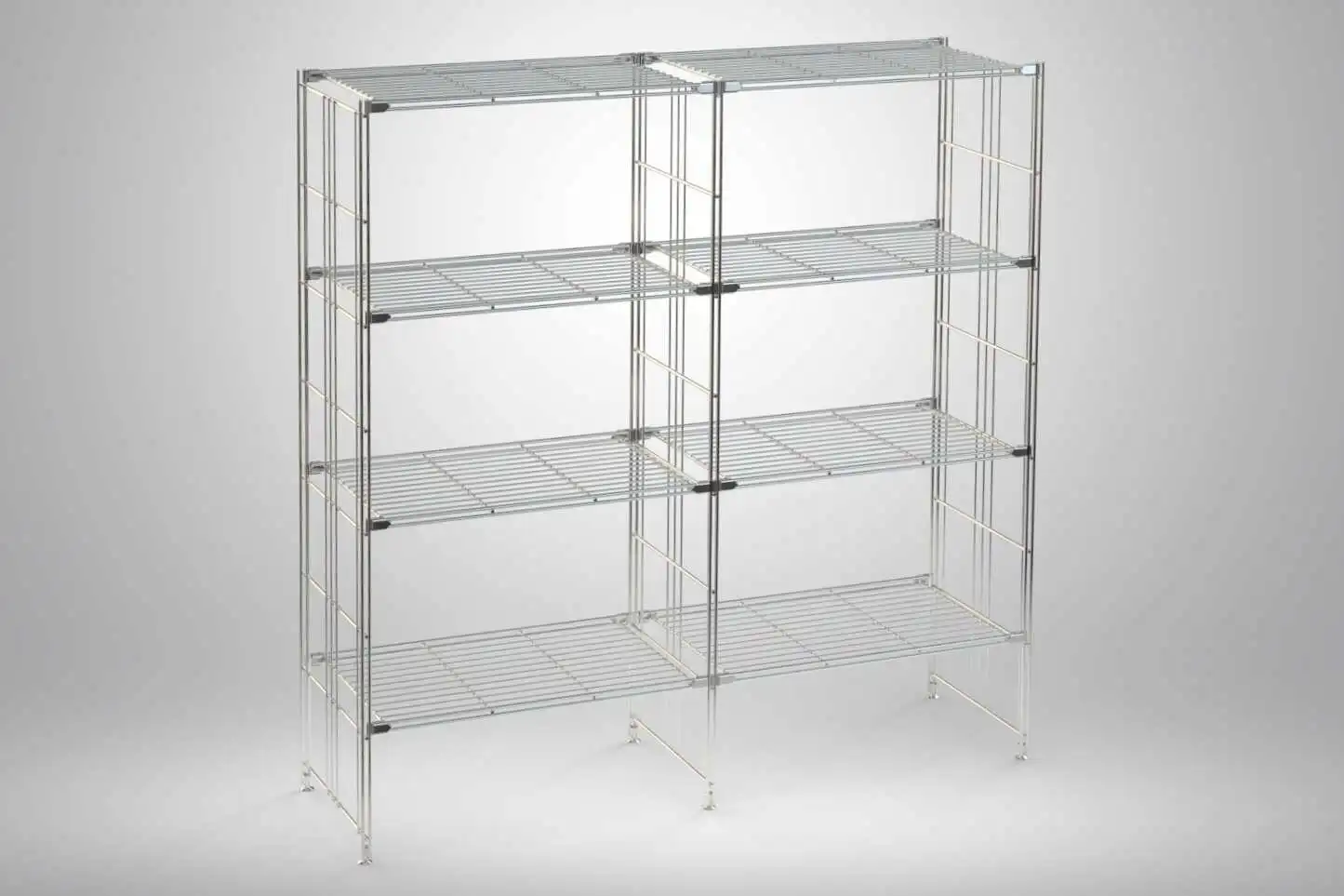 BIII Metall Regal mit 4 Gitterböden 135x132x38 cm Chrom