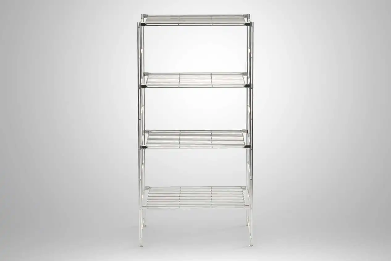 BIII Metall Regal mit 4 Gitterböden 135x67x38 cm Chrom