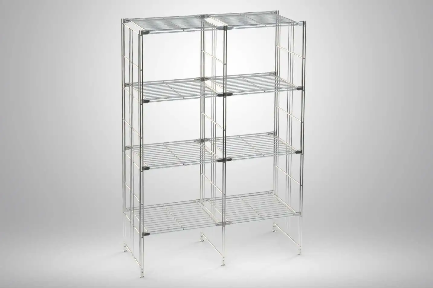 BIII Metall Regal mit 8 Gitterböden 135x94x38 cm Chrom