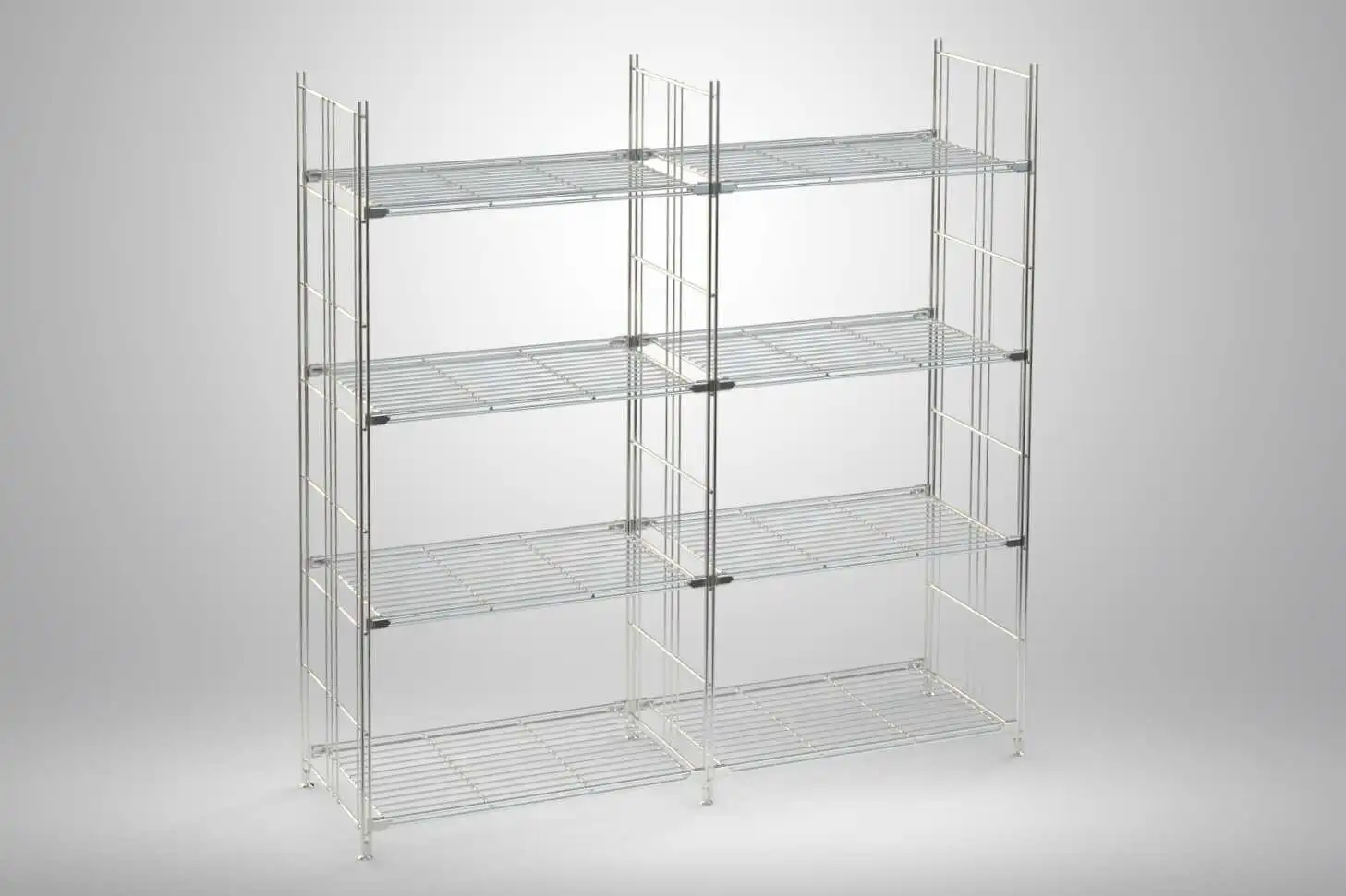 BIII Metall Regal mit 8 Gitterböden 135x132x38 cm Chrom