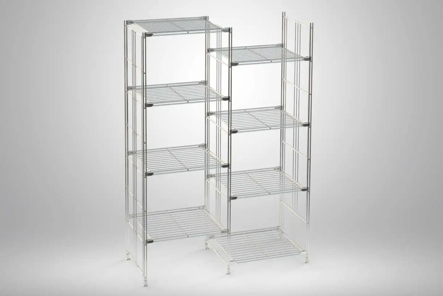 BIII Metall Regal mit 8 Gitterböden 135x94x38 cm Chrom