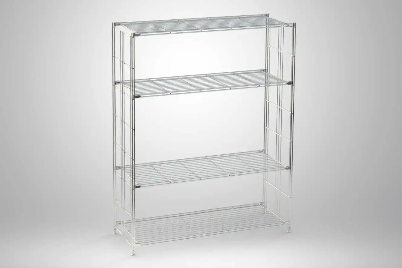 BIII Metall Regal mit 4 Gitterböden 135x104x38 cm Chrom