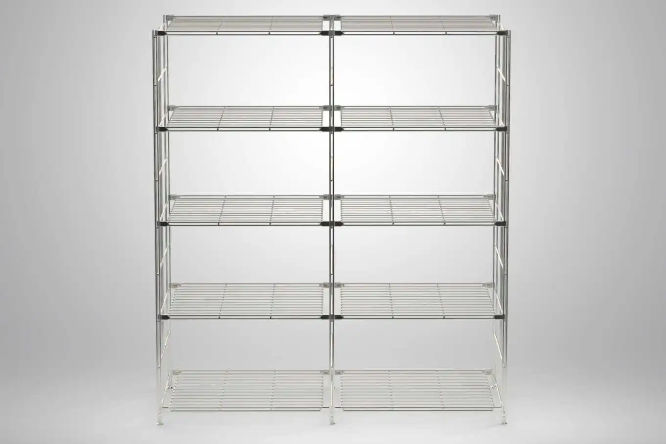 BIII Metall Regal mit 10 Gitterböden 154x132x38 cm Chrom