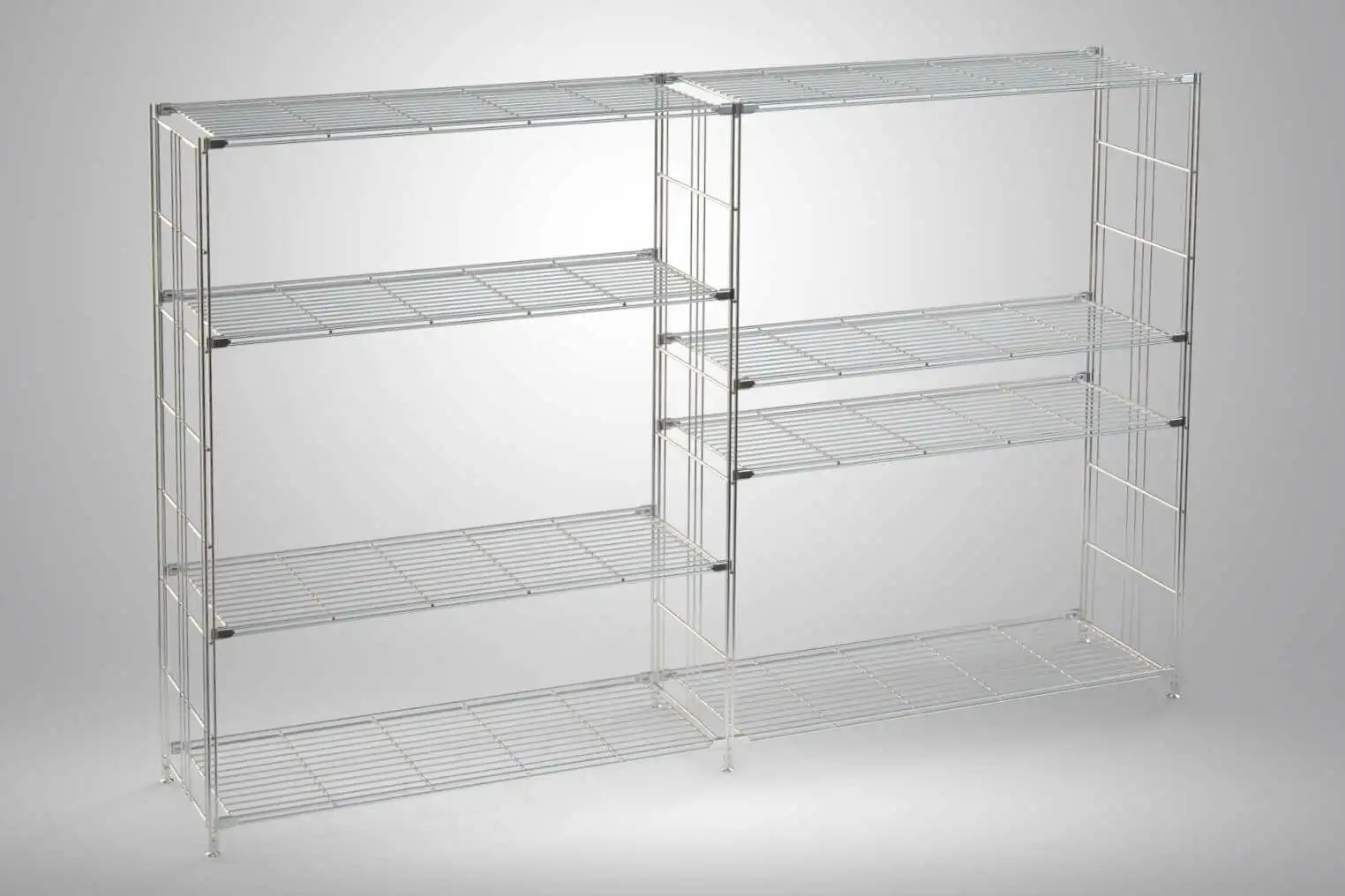 BIII Metall Regal mit 8 Gitterböden 135x210x38 cm Chrom