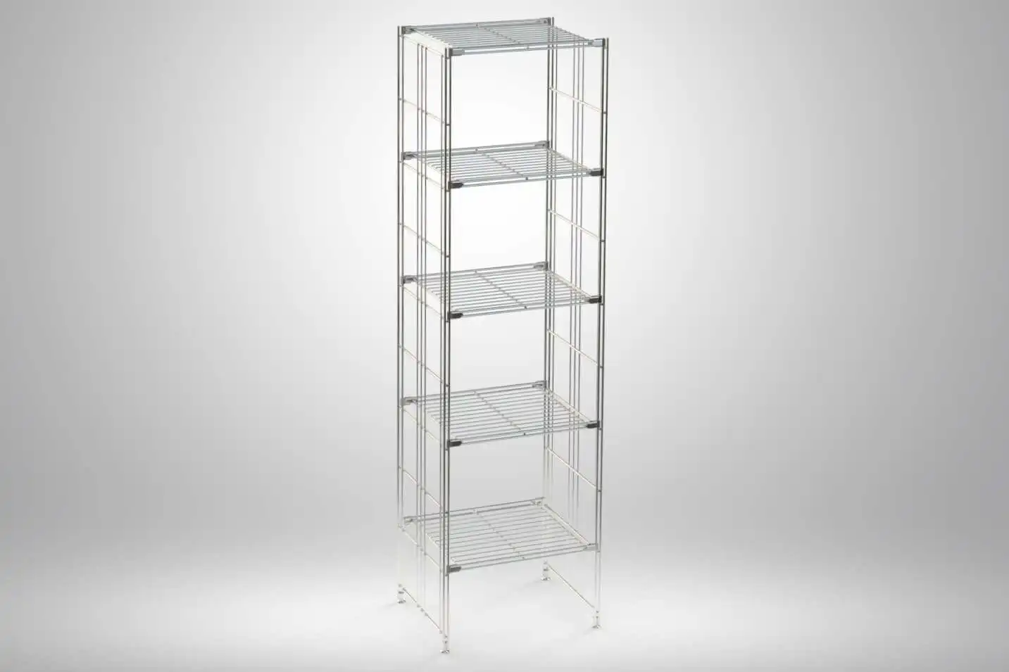 BIII Metall Regal mit 5 Gitterböden 172x48x38 cm Chrom