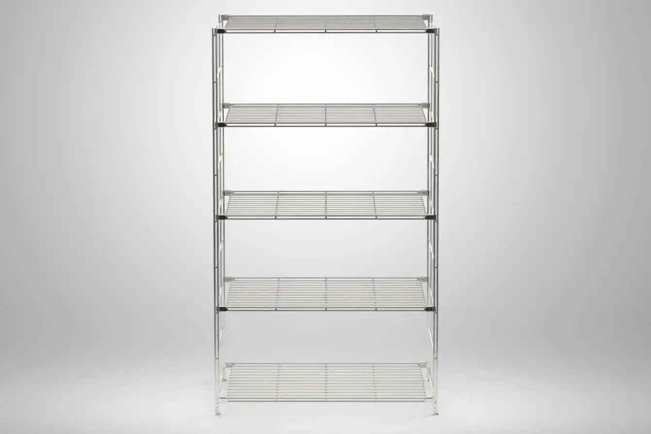 BIII Regal mit 5 Gitterböden 154x85x38 cm Chrom