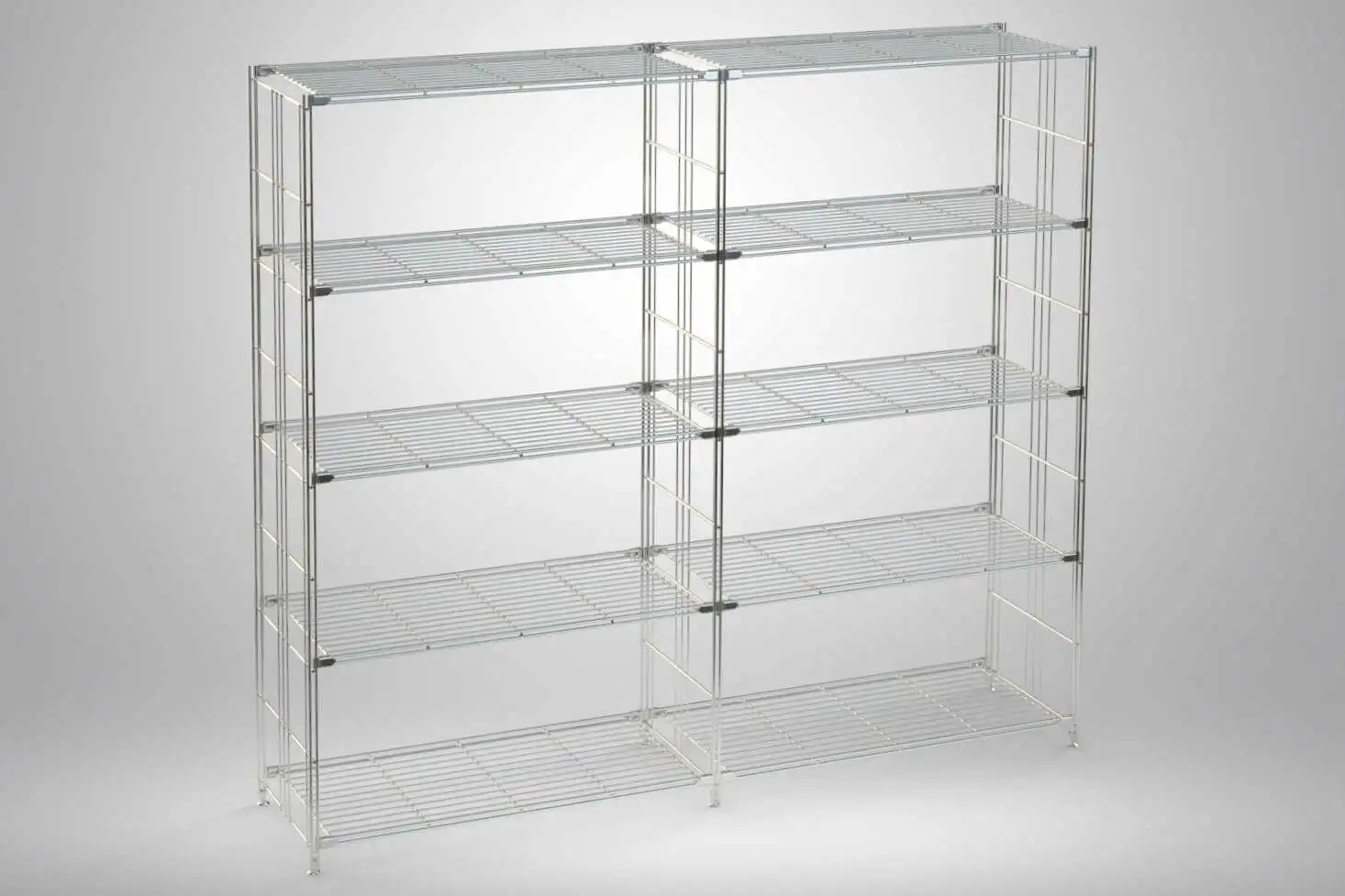 BIII Metall Regal mit 10 Gitterböden 154x172x38 cm Chrom