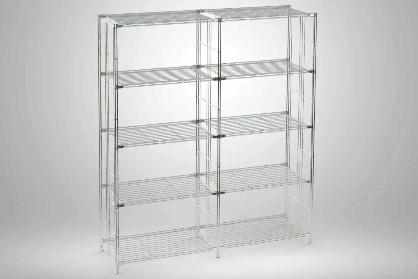 BIII Metall Regal mit 10 Gitterböden 154x132x38 cm Chrom