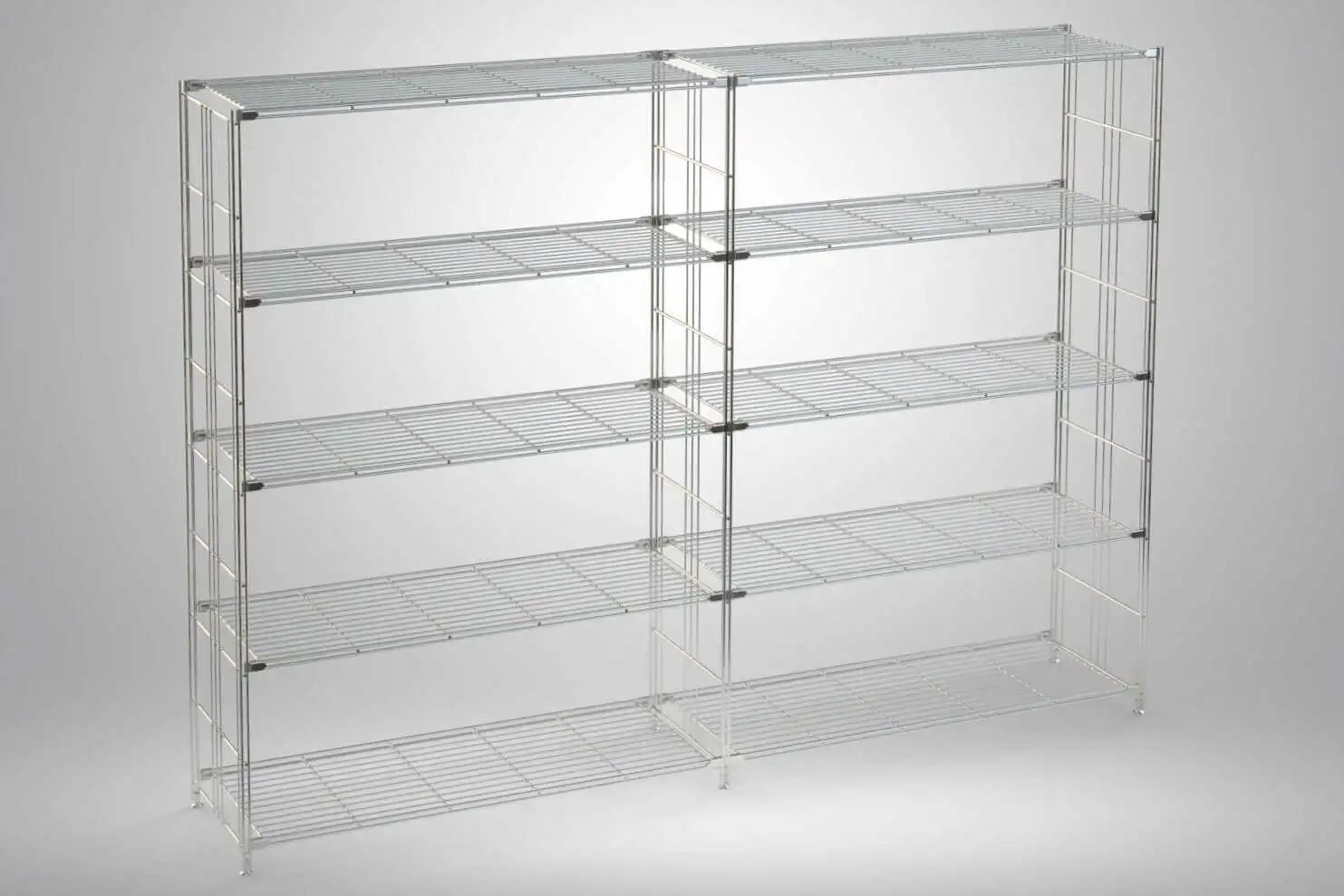 BIII Metall Regal mit 10 Gitterböden 154x210x38 cm Chrom