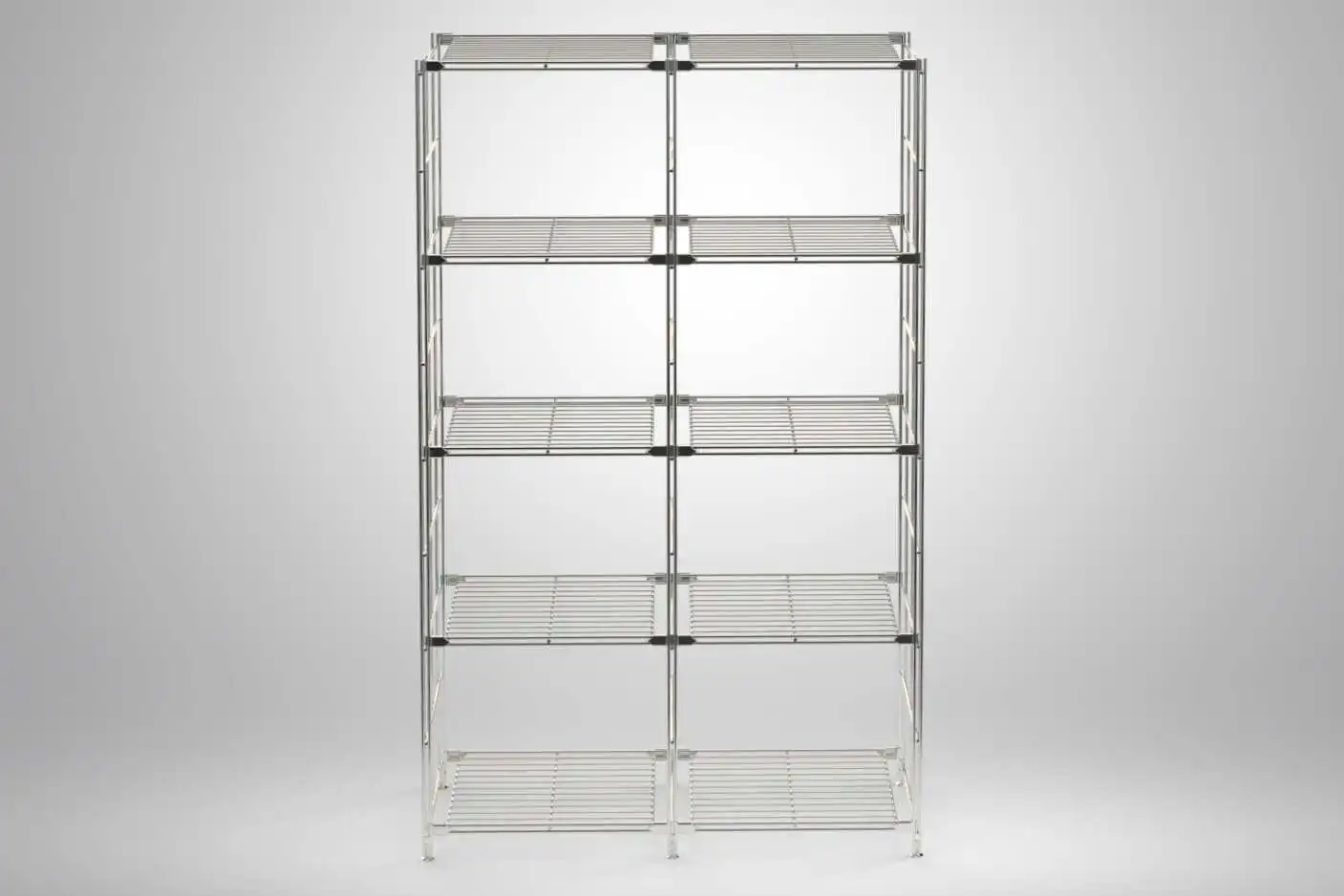 BIII Metall Regal mit 10 Gitterböden 154x94x38 cm Chrom