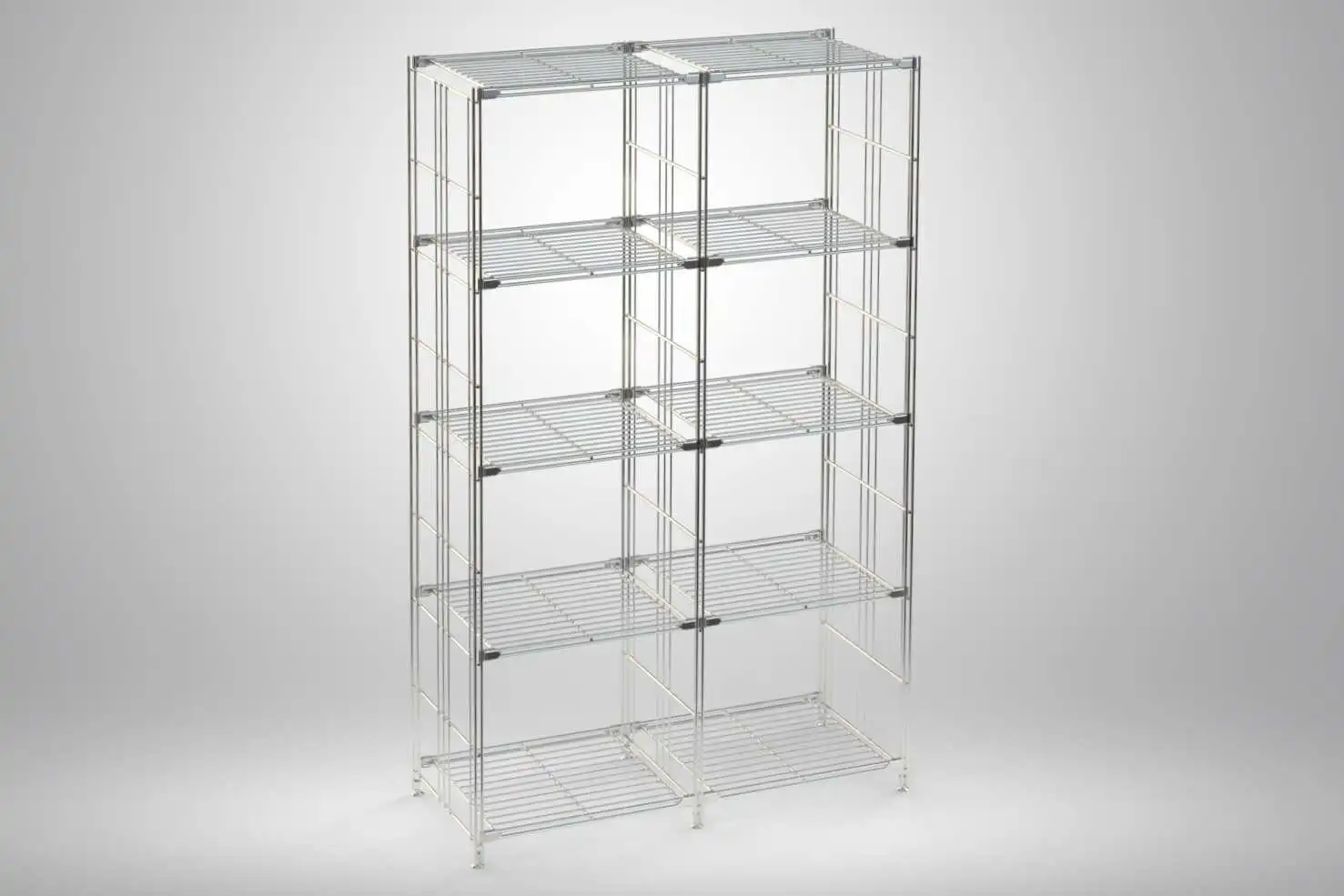 BIII Metall Regal mit 10 Gitterböden 154x94x38 cm Chrom