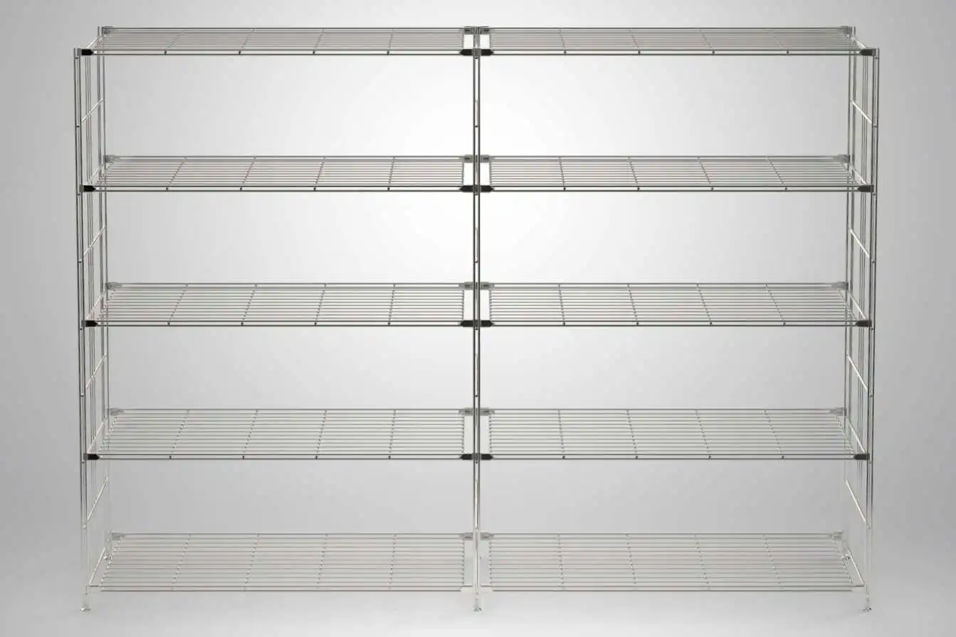 BIII Metall Regal mit 10 Gitterböden 154x210x38 cm Chrom