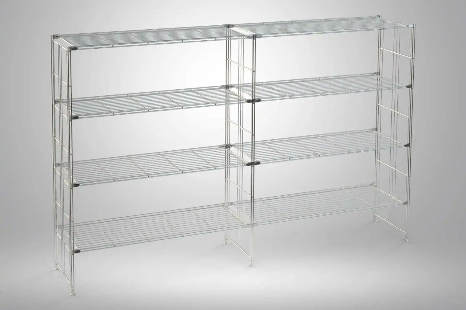 BIII Metall Regal mit 8 Gitterböden 135x210x38 cm Chrom