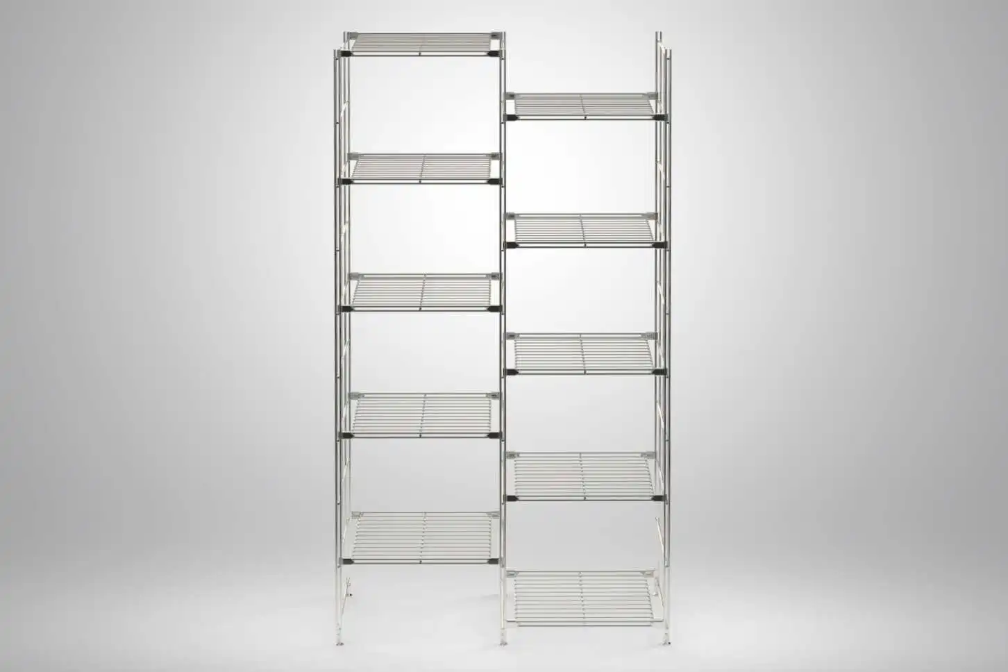 BIII Metall Regal mit 10 Gitterböden 172x94x38 cm Chrom