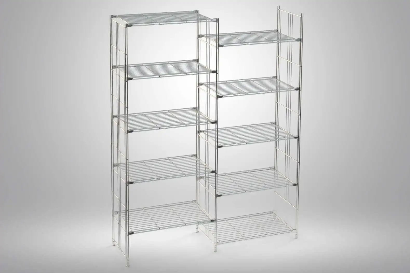 BIII Metall Regal mit 10 Gitterböden 172x132x38 cm Chrom