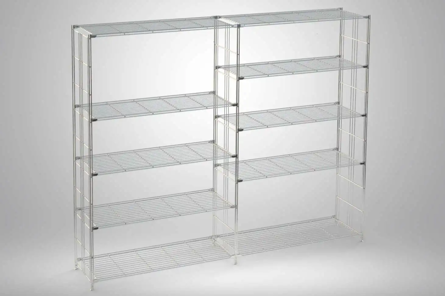 BIII Metall Regal mit 10 Gitterböden 172x210x38 cm Chrom