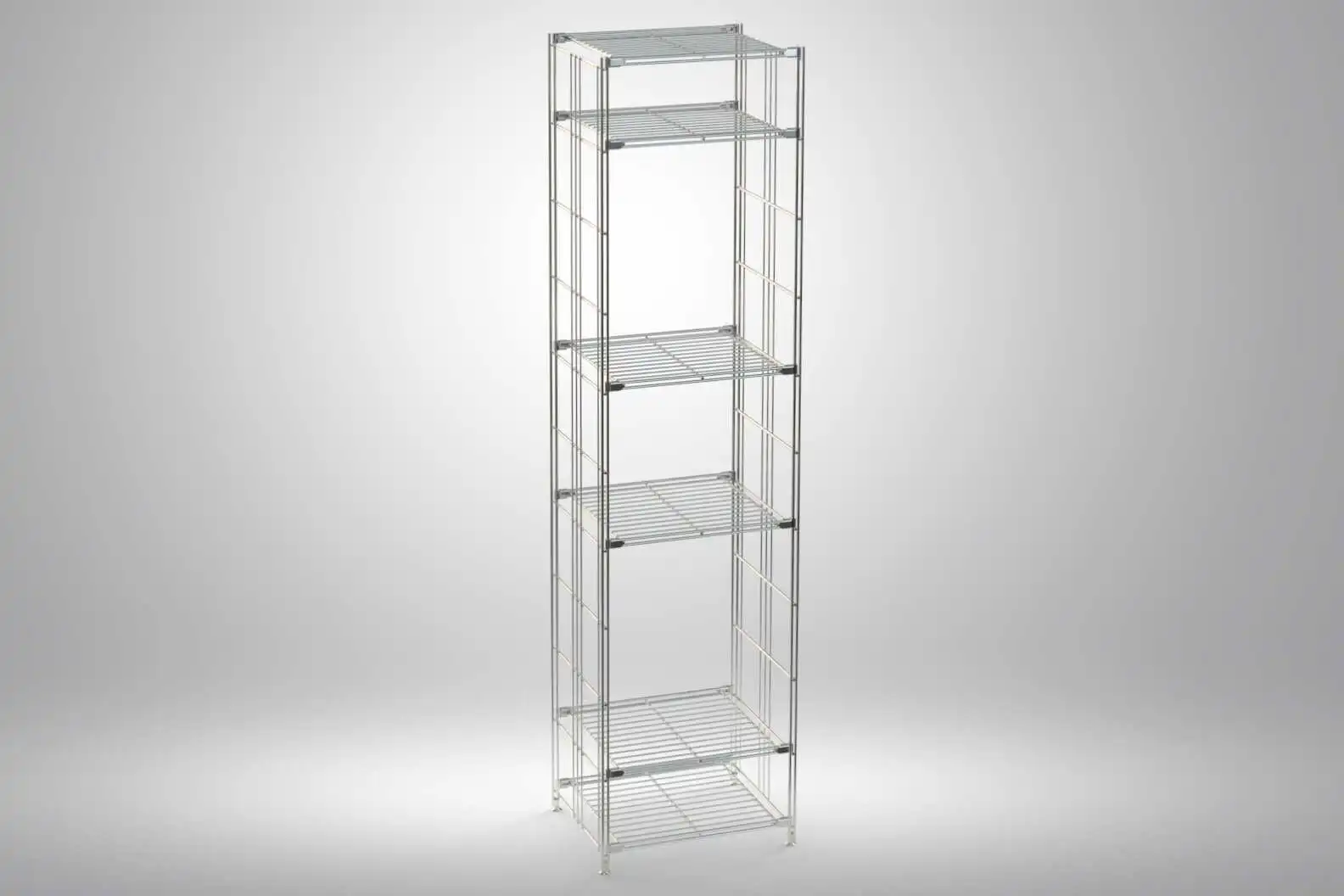 BIII Metall Regal mit 6 Gitterböden 190x46x38 cm Chrom