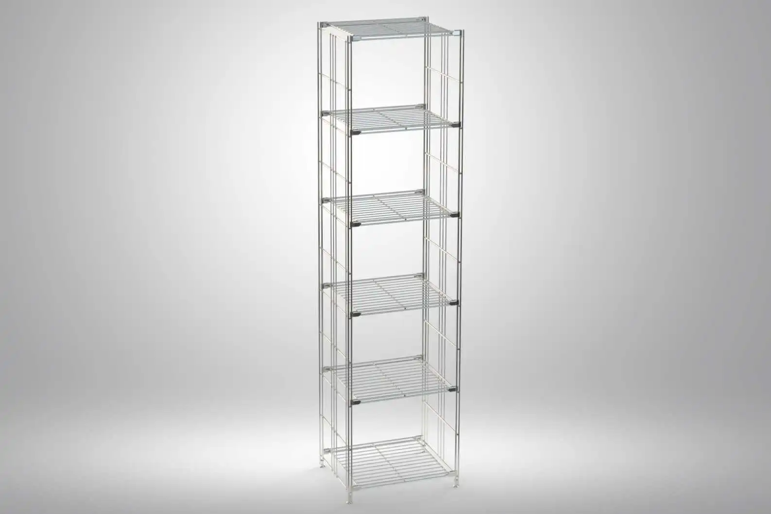 BIII Metall Regal mit 6 Gitterböden 190x46x38 cm Chrom