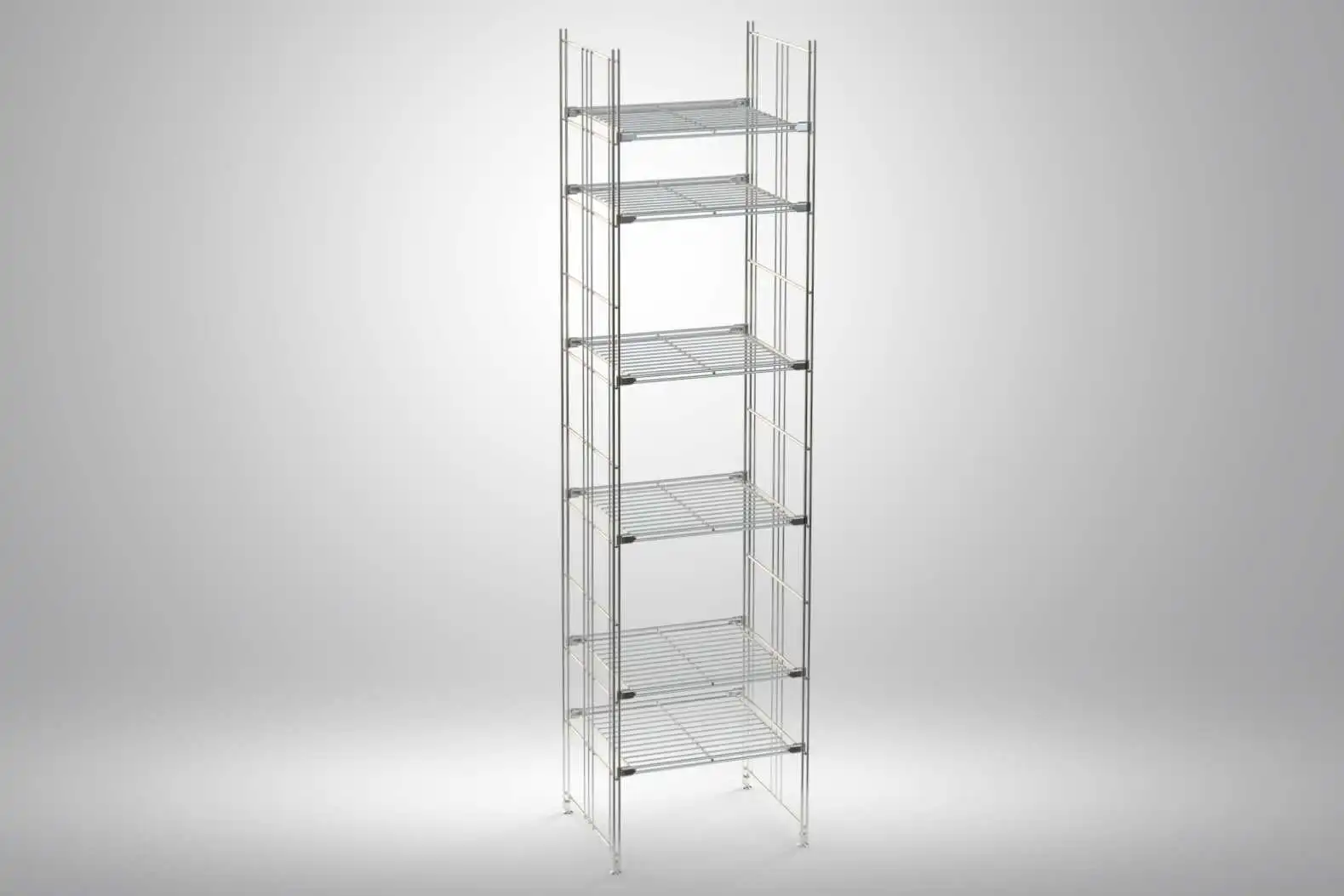 BIII Metall Regal mit 6 Gitterböden 190x46x38 cm Chrom