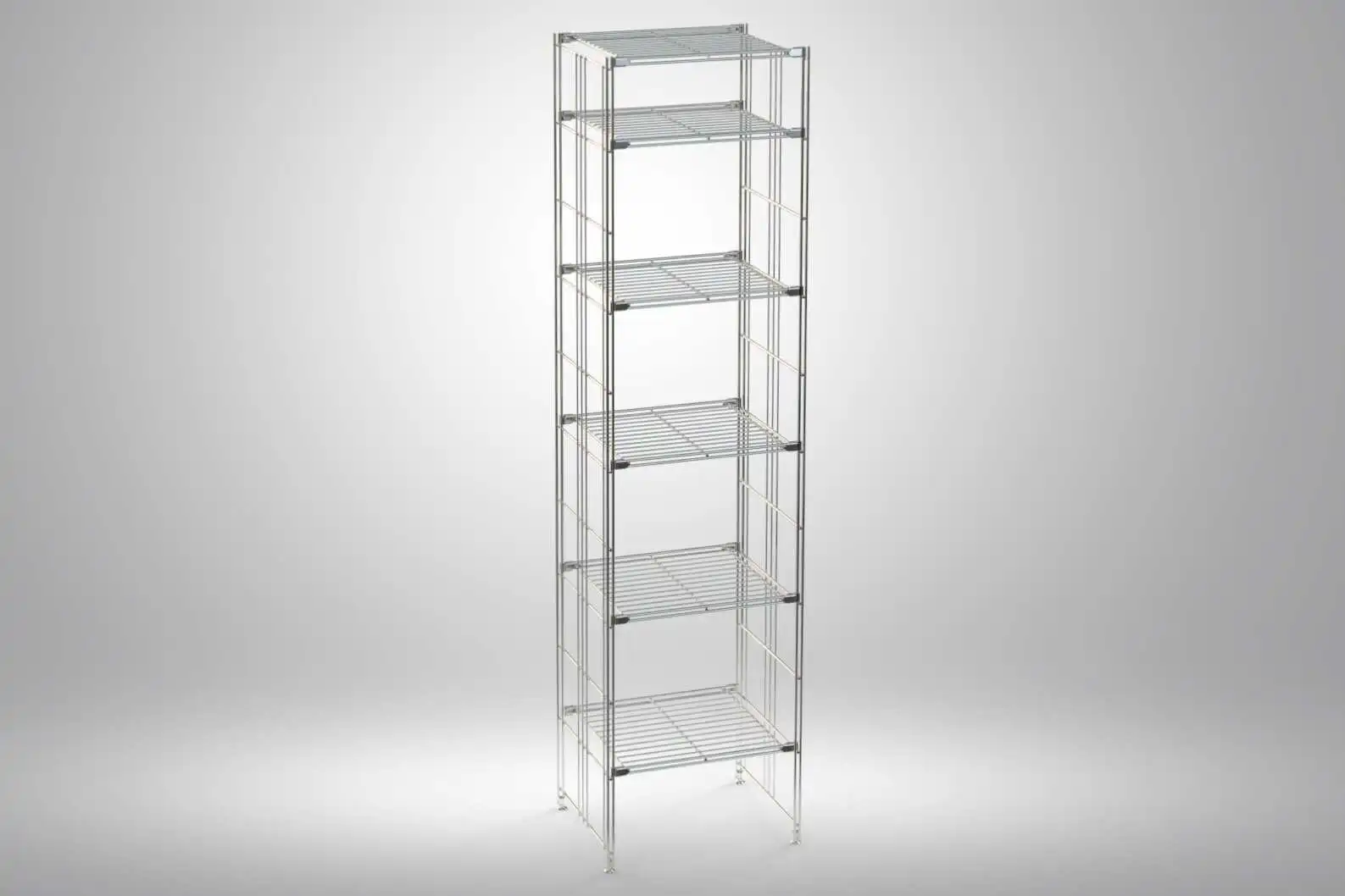 BIII Metall Regal mit 6 Gitterböden 190x46x38 cm Chrom