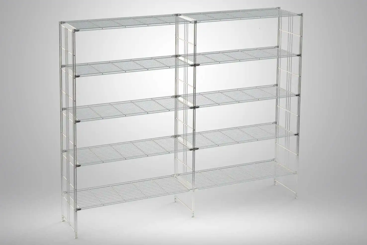 BIII Metall Regal mit 10 Gitterböden 172x210x38 cm Chrom