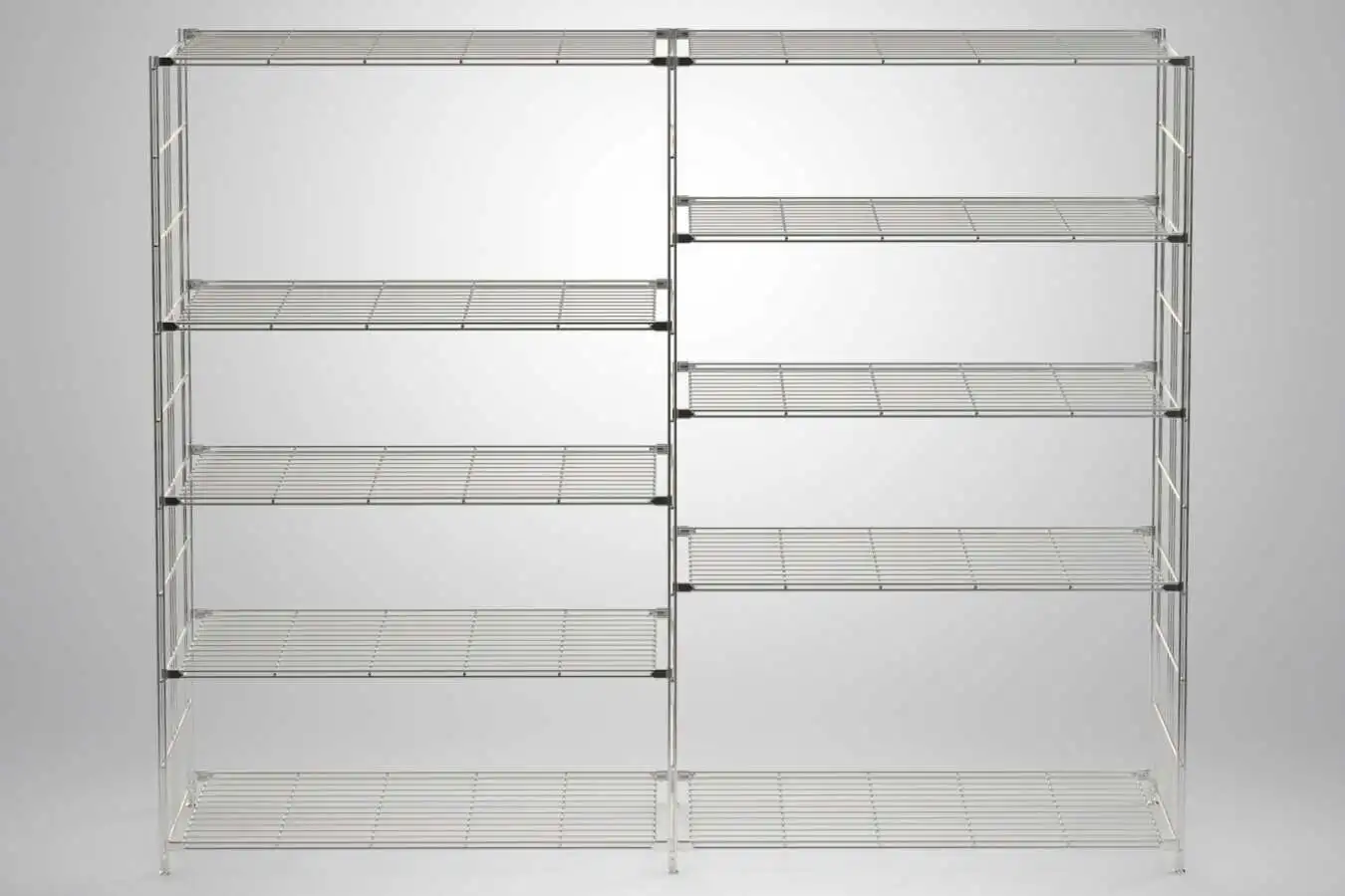 BIII Metall Regal mit 10 Gitterböden 172x210x38 cm Chrom