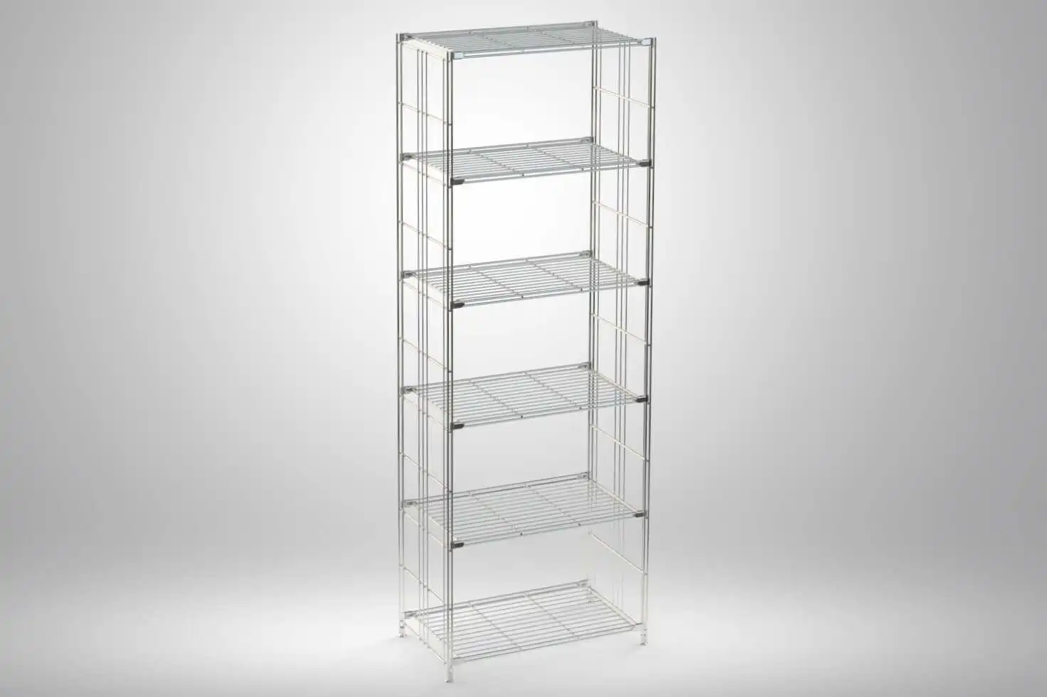 BIII Metall Regal mit 6 Gitterböden 190x65x38 cm Chrom