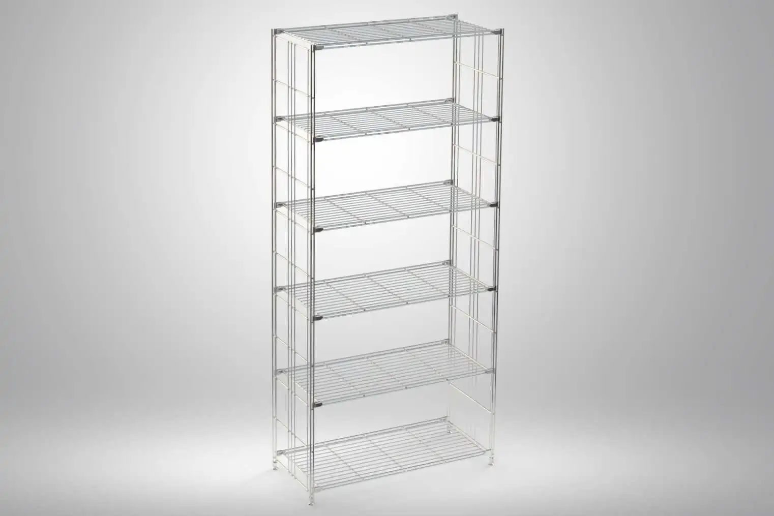 BIII Metall Regal mit 6 Gitterböden 190x85x38 cm Chrom