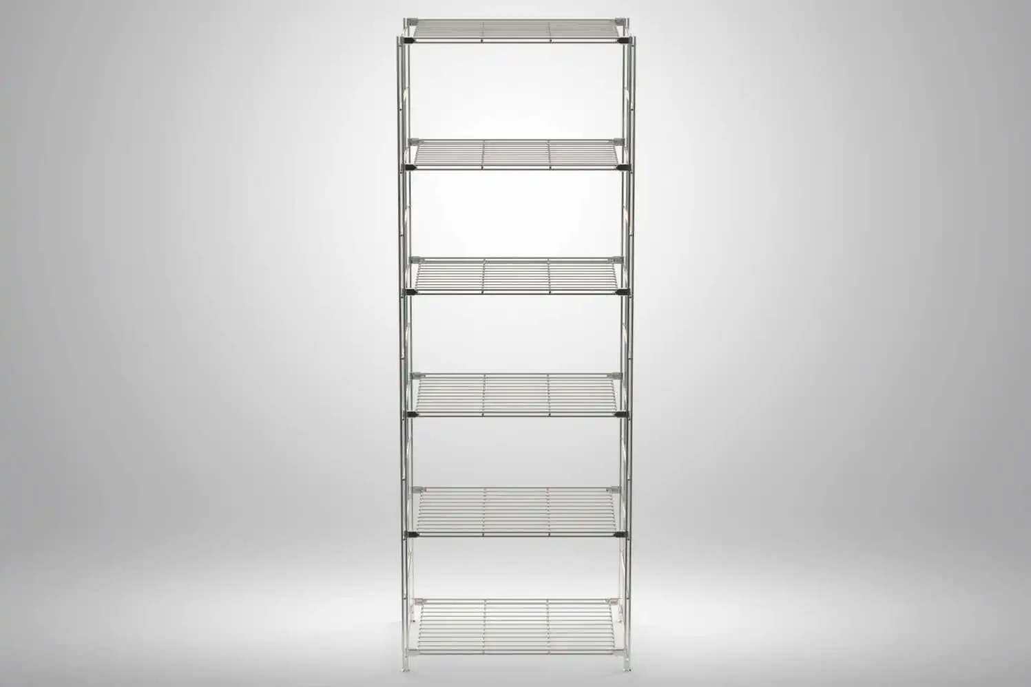 BIII Metall Regal mit 6 Gitterböden 190x65x38 cm Chrom