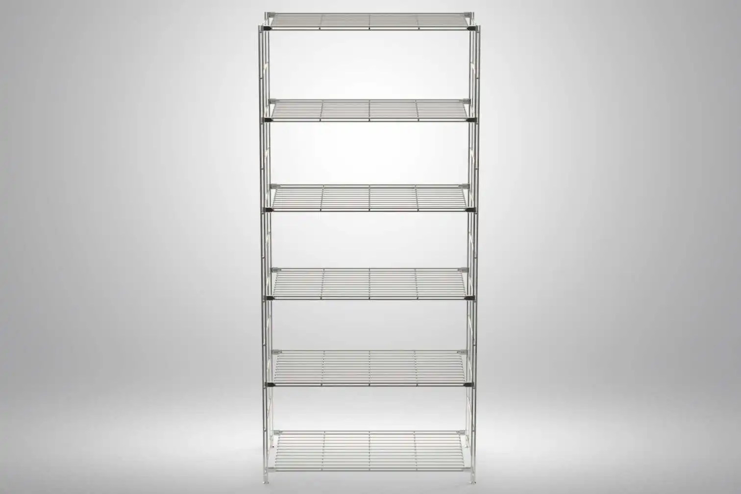 BIII Metall Regal mit 6 Gitterböden 190x85x38 cm Chrom