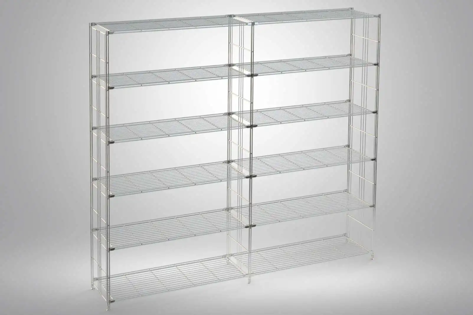 BIII Metall Regal mit 12 Gitterböden 190x210x38 cm Chrom