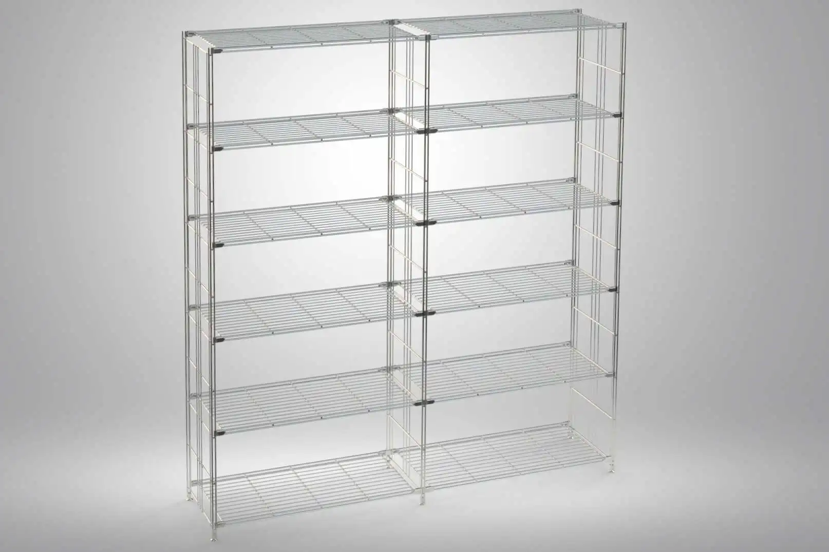 BIII Metall Regal mit 12 Gitterböden 190x172x38 cm Chrom