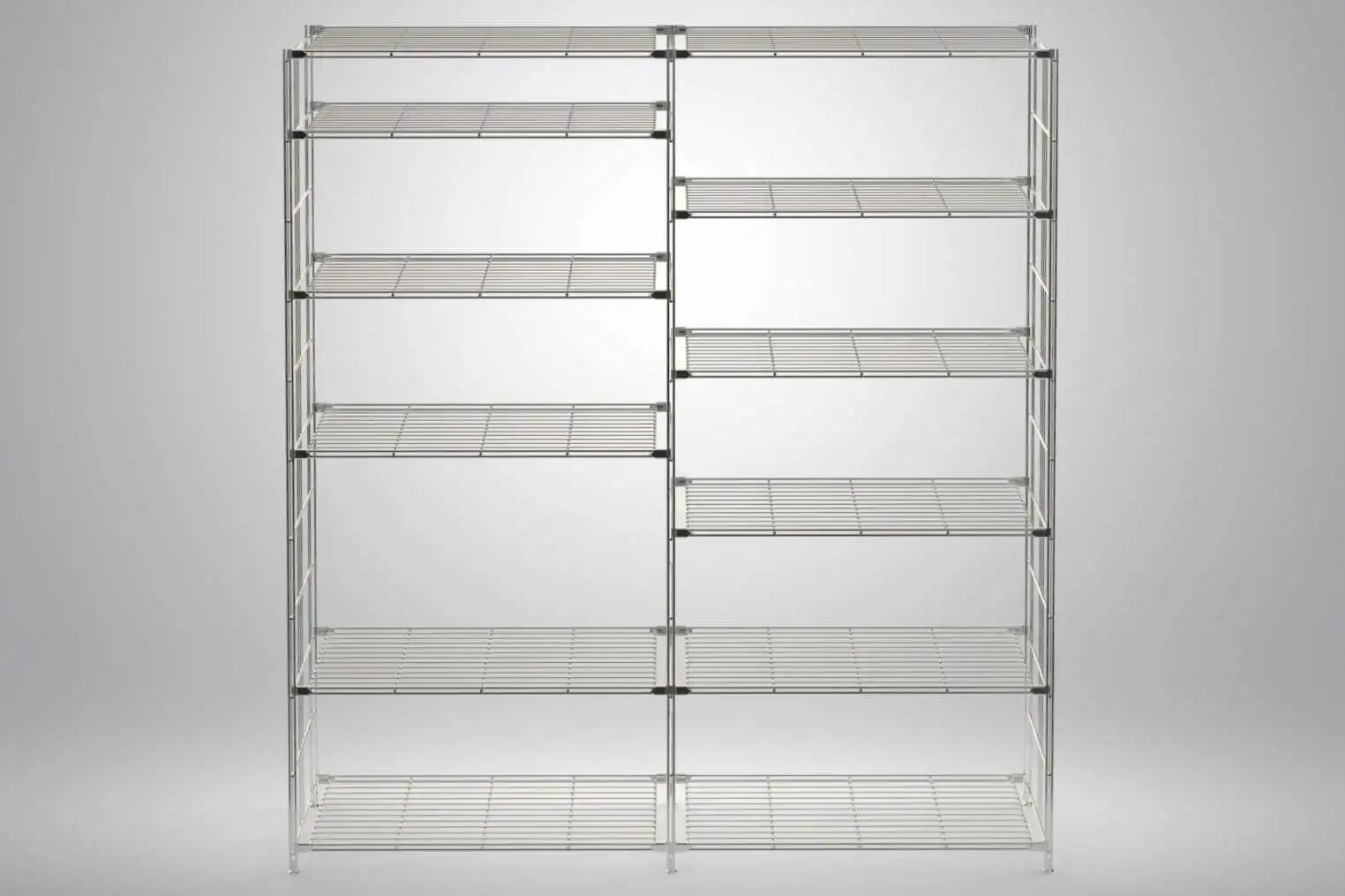 BIII Metall Regal mit 12 Gitterböden 190x172x38 cm Chrom