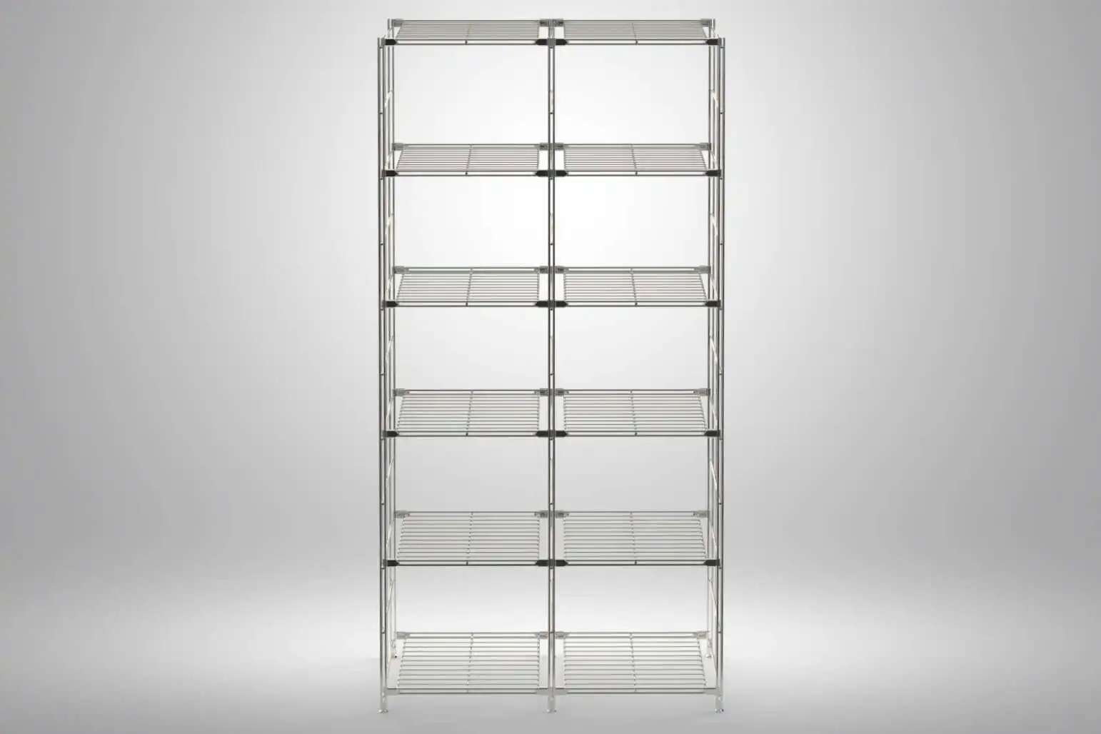 BIII Metall Regal mit 12 Gitterböden 190x94x38 cm Chrom