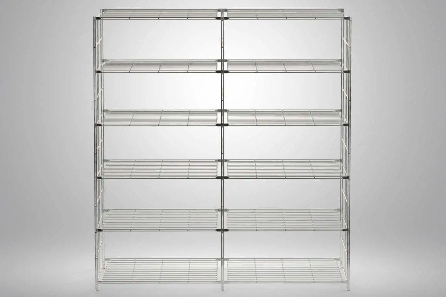 BIII Metall Regal mit 12 Gitterböden 190x172x38 cm Chrom