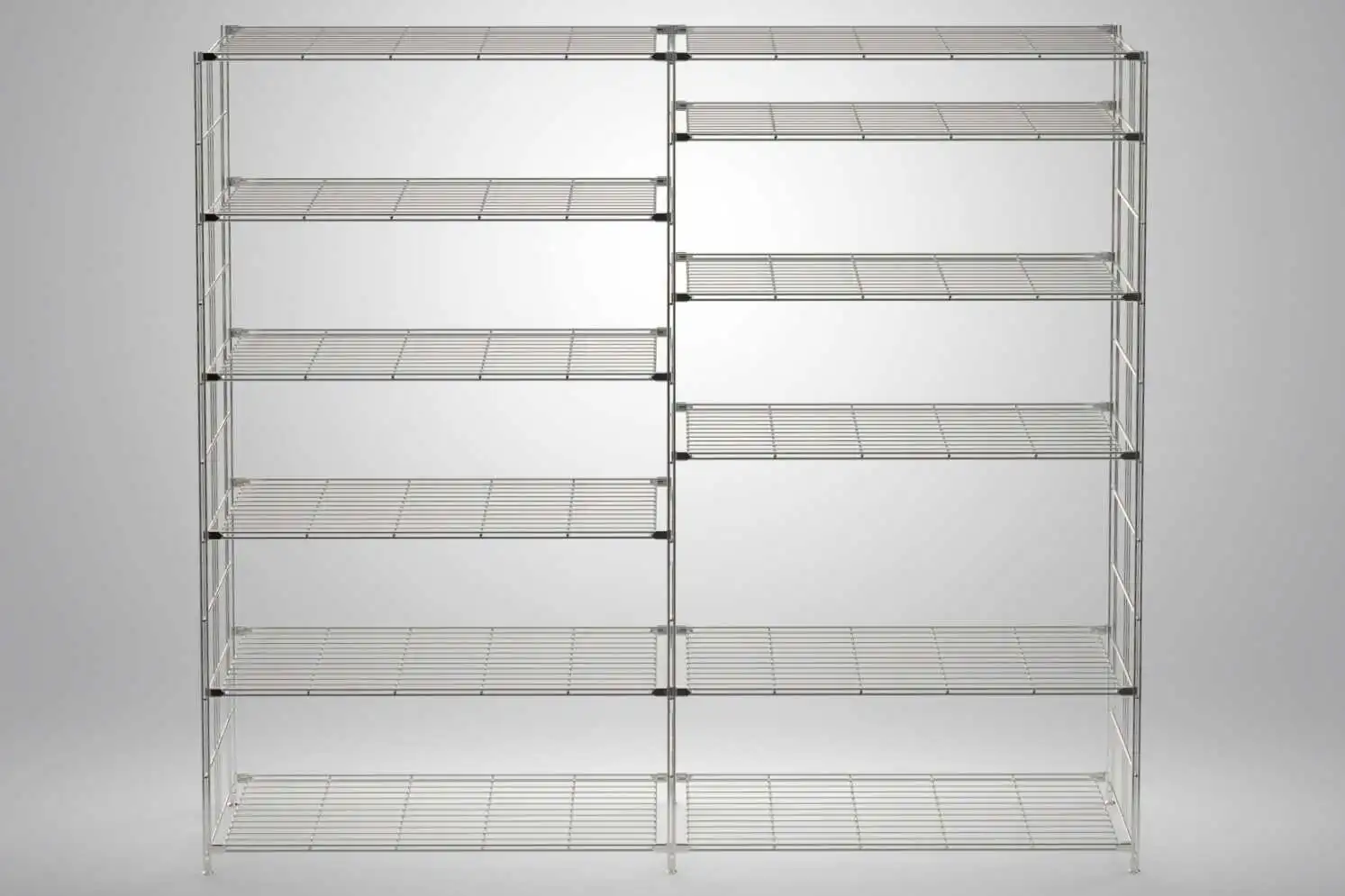 BIII Metall Regal mit 12 Gitterböden 190x210x38 cm Chrom